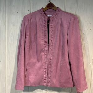 Tan JAY Mauve Blazer Size 16 Zipper Side Pockets